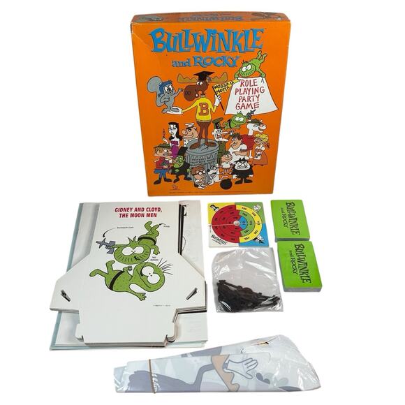 NOB Vintage 1988 "BULLWINKLE AND ROCKY Role Playing Party Game" SEALED OPEN BOX - Picture 10 of 16